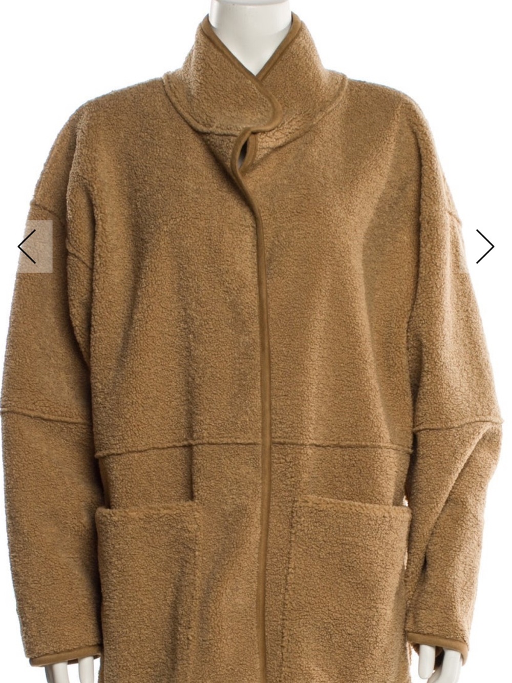 Women's Camel Teddy Fleece Coat - Cozy Oversized Jacket large ex